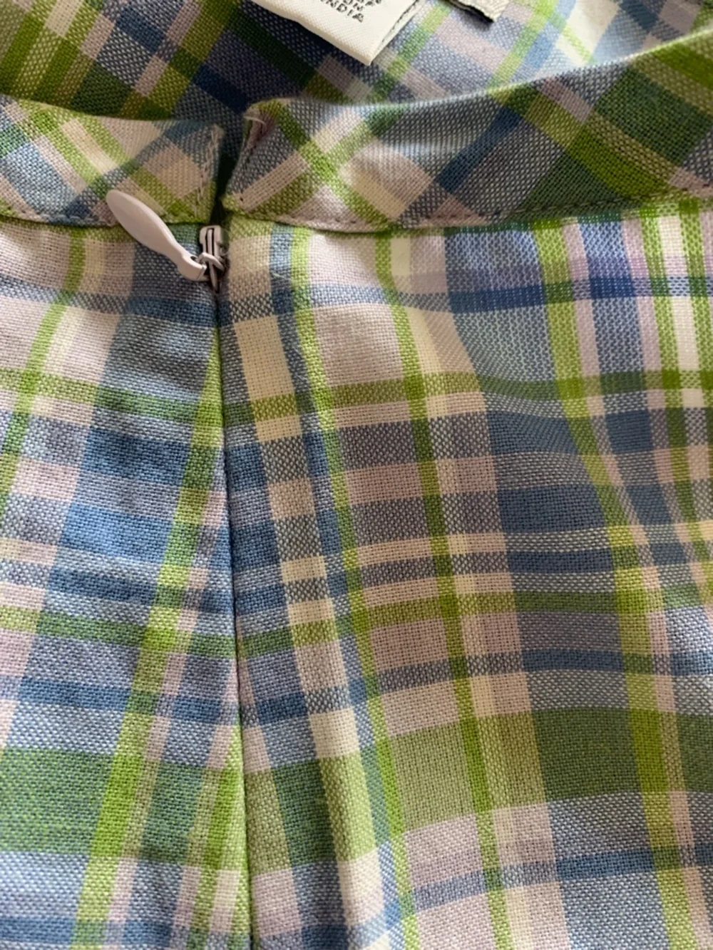 LOFT Pastel Plaid Mini Skirt with Floral Embroidery - Light Blue & Green - Picture 7 of 7